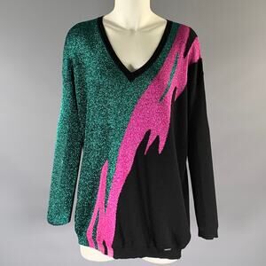 DSQUARED2 Size XS Green Pink Wool Blend Pull On Pullover